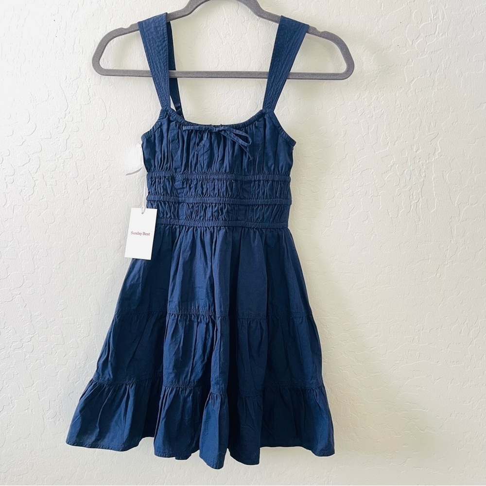 Aritzia Martine Poplin Navy Dress - Picture 2 of 10